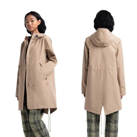 Herschel Light Brown Fishtail Parka Jacket Size Medium 26511 - Picture 1 of 9